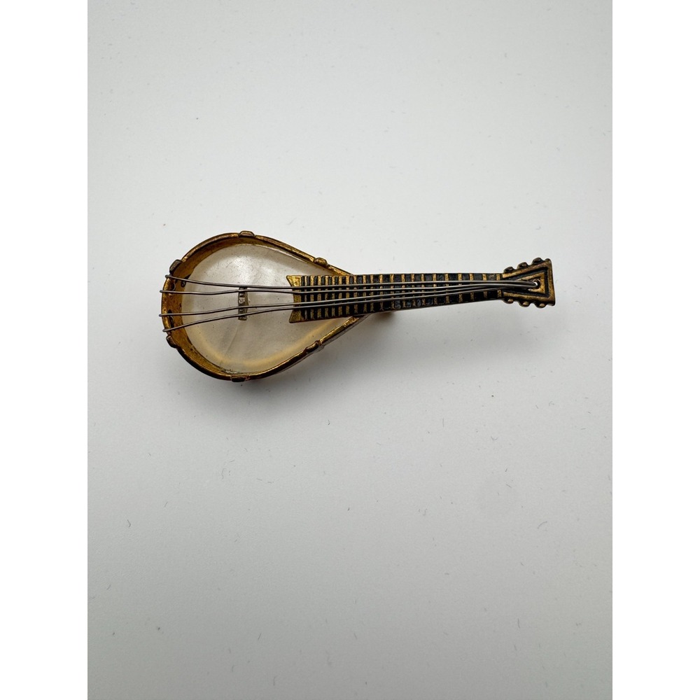 Vintage Mandolin Brooch Spanish Damascene Guitar Instrument - Picture 6 of 9